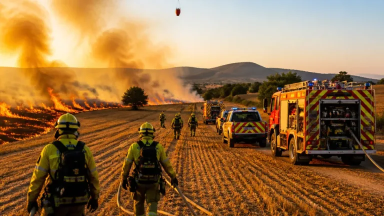 Incendio en una parcela de cereal en Heredia moviliza a bomberos y medios aéreos