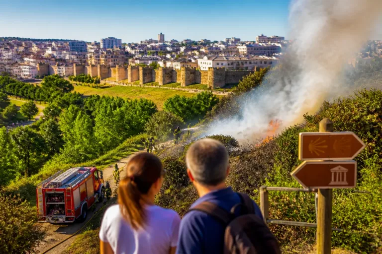 Incendio en una zona verde histórica de Lugo entre el Camino Primitivo y la Vía Romana