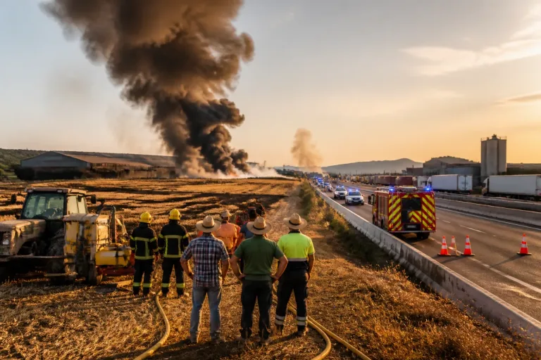 Incendios próximos a Huesca obligan a intervenir a bomberos y cortar carreteras