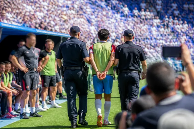 Detenido en el calentamiento: un futbolista dejó el estadio esposado y el partido siguió