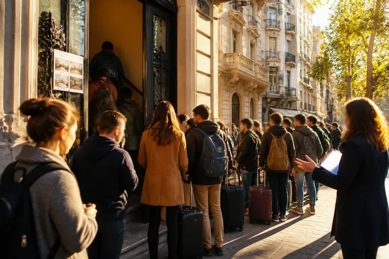La búsqueda de piso en Barcelona: una joven graba una visita con más de 30 personas esperando