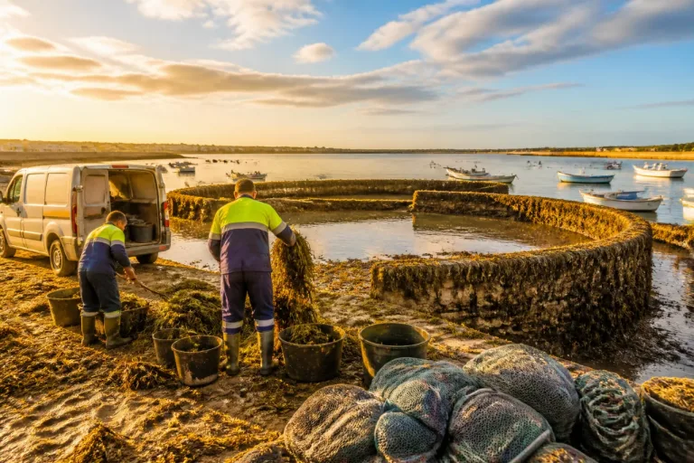 La invasión del alga asiática amenaza los Corrales de Pesca en la Costa de Cádiz