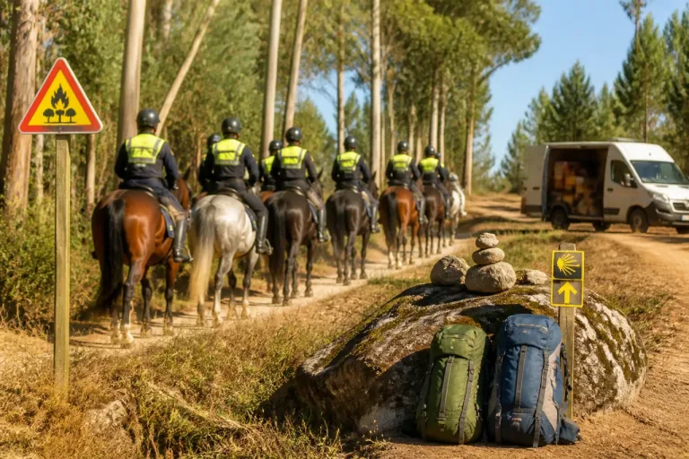 La Policía Nacional despliega agentes a caballo para vigilar montes y el Camino ante el riesgo de incendios