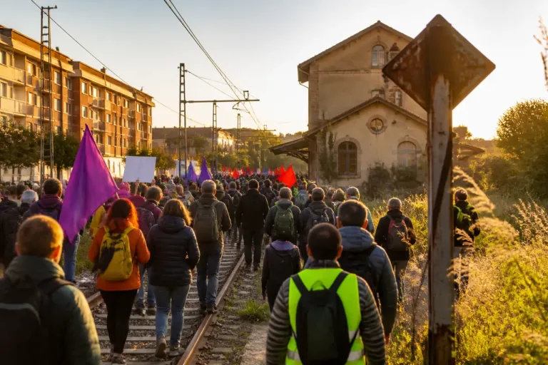 León acoge la culminación de la mayor protesta por la recuperación de la línea Feve