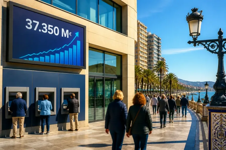 Málaga marca un récord histórico de depósitos: familias y empresas acumulan 37.350 millones