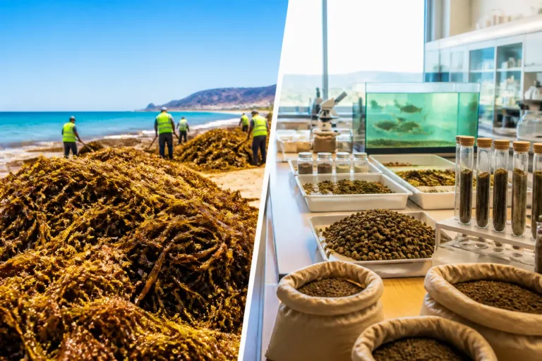 Investigadores proponen transformar la macroalga invasora Rugulopteryx en ingrediente para piensos de acuicultura