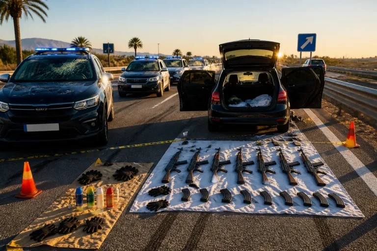 Ocho fusiles AK-47 intervenidos tras una persecución que partió de la provincia de Alicante