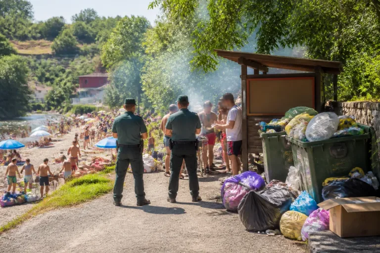 Oviedo: vecinos y bañistas del Nalón piden señales preventivas ante la masificación en Las Caldas