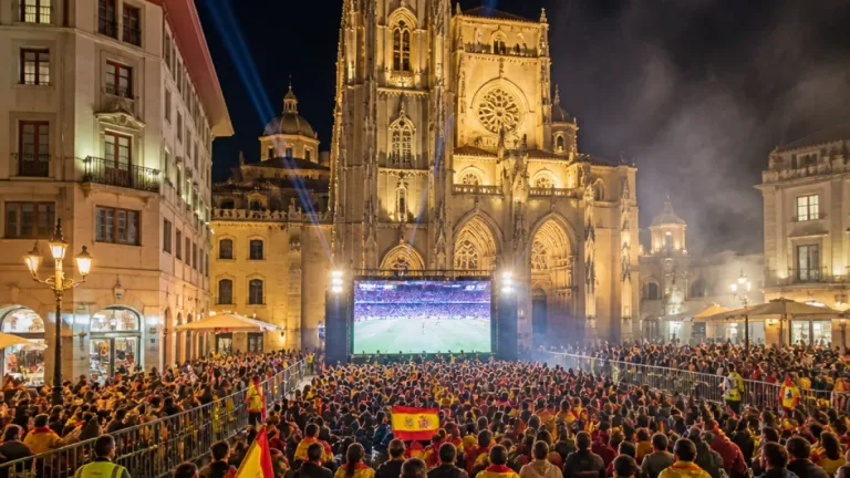 Oviedo vive una noche de fiesta en la plaza de la Catedral con la selección