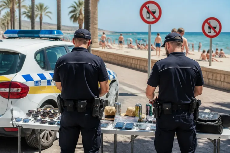 Palma refuerza el control en la Platja de Palma con decomisos y denuncias por venta ilegal