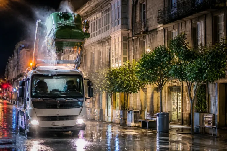 Pontevedra activa un camión lavacontenedores nocturno para 3.117 contenedores
