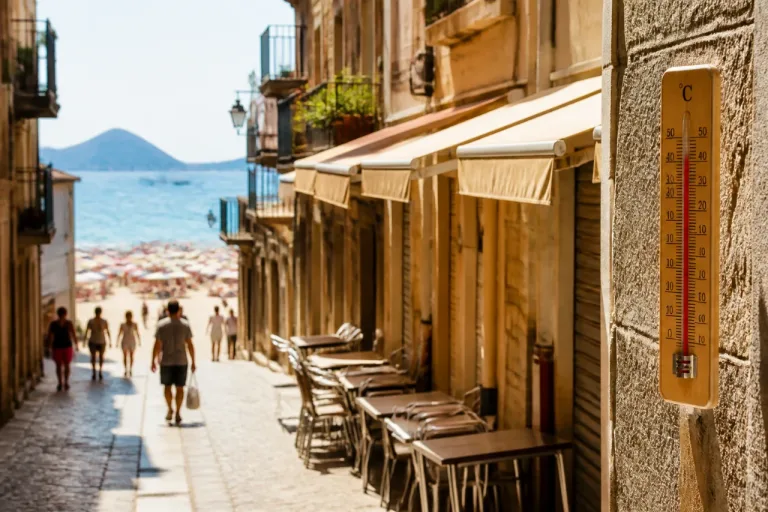 Pontevedra roza su récord térmico y vive días de calles vacías y playas llenas