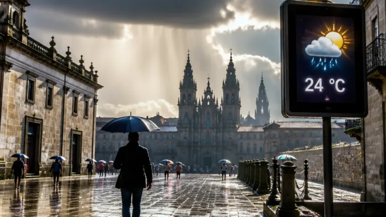 Previsión: Santiago de Compostela afronta un descenso térmico y riesgo de tormentas este domingo