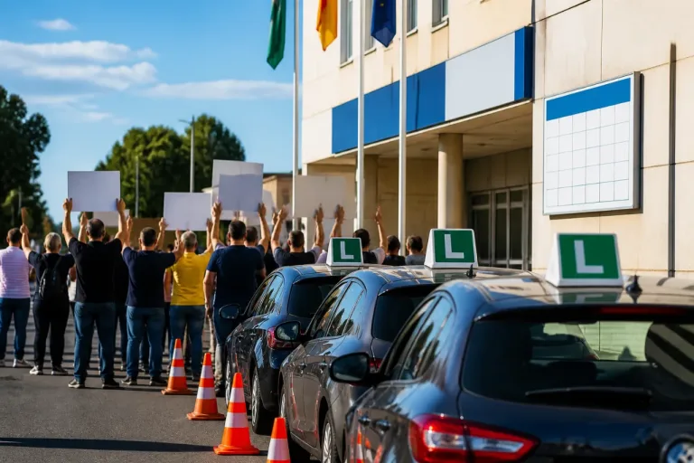 Protesta en Huelva: más de 4.500 alumnos siguen sin examen de conducir por falta de personal