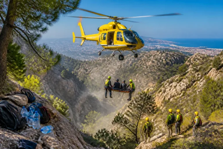 Rescatan en helicóptero a dos excursionistas agotados y deshidratados en la Fausilla