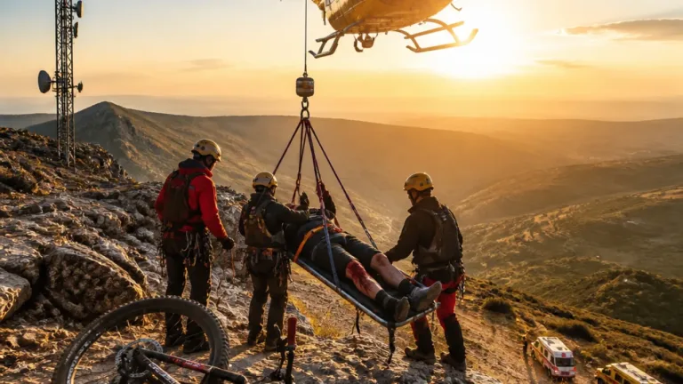 Rescate en helicóptero de un ciclista herido en la sierra de Burgos cerca de Tejada