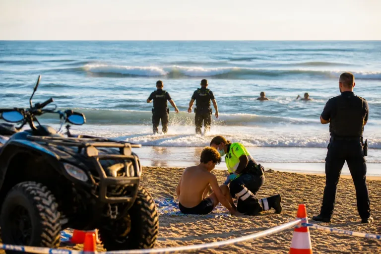 Rescate en la playa de Gandia: policías salvan a tres adolescentes con dificultades para salir del mar