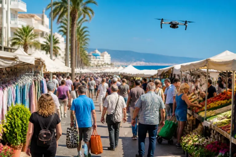 Roquetas de Mar amplía el mercadillo con 29 nuevos puestos y control con drones