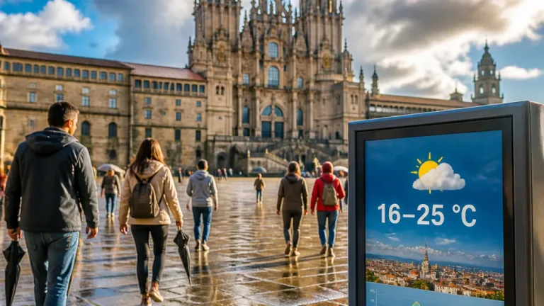 Santiago de Compostela afronta una semana con nubosidad variable y máximas en torno a 25-35 °C