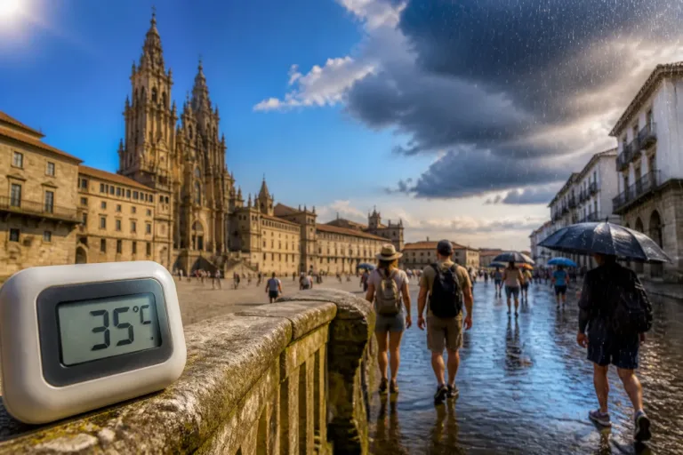 Santiago de Compostela: subida térmica el sábado y cambio a lluvias el domingo, según AEMET