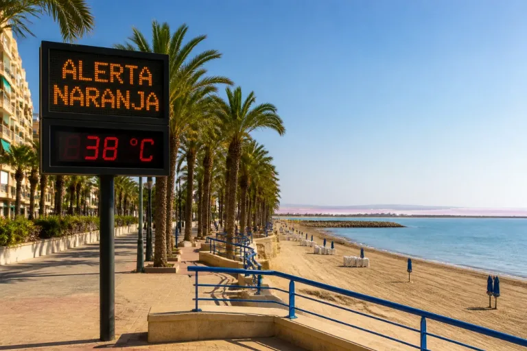 Torrevieja en alerta naranja: AEMET avisa de altas temperaturas y sensación térmica de 38º