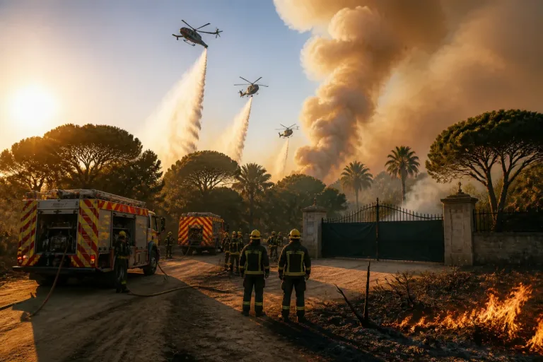 Tres incendios simultáneos movilizan a cerca de 200 efectivos en la provincia de Sevilla