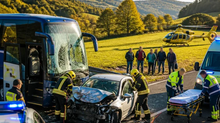 Un fallecido y un herido tras el choque frontal entre un turismo y un autobús en la CL-629