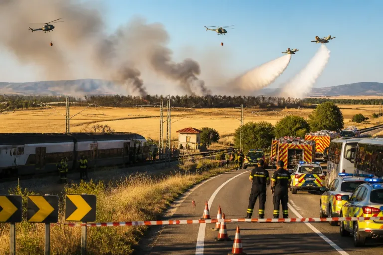 Un incendio en Imárcoain suspende trenes y deja detenido un convoy entre Zaragoza y Salamanca
