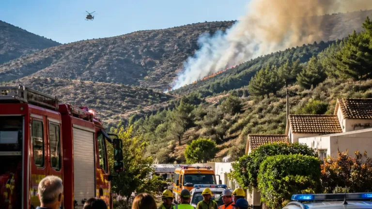 Un incendio en la Sierra de Las Moreras obliga a desalojar viviendas y moviliza varios helicópteros