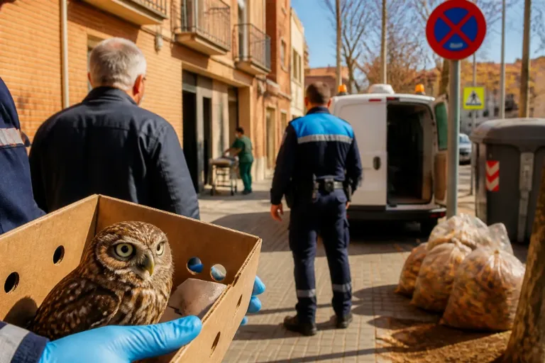 Un mochuelo atacado por una urraca en Alcalá de Henares es rescatado y llevado al CIMPA