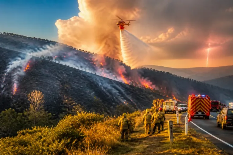 Un rayo desata un incendio junto a la A‑1605 en Isábena y moviliza a Infoar y al Miteco