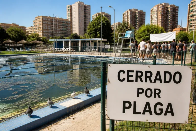 Valencia: cierre sanitario de la piscina de Natzaret por plaga de aves deja al barrio sin servicio