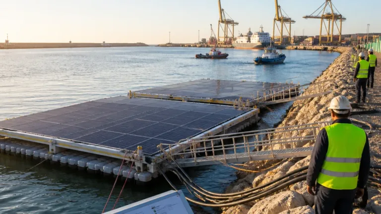 Valencia estrena la primera plataforma solar marina de España en el Puerto de València