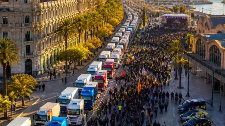 Valencia vive la multitudinaria procesión de San Cristóbal que reivindica al transporte