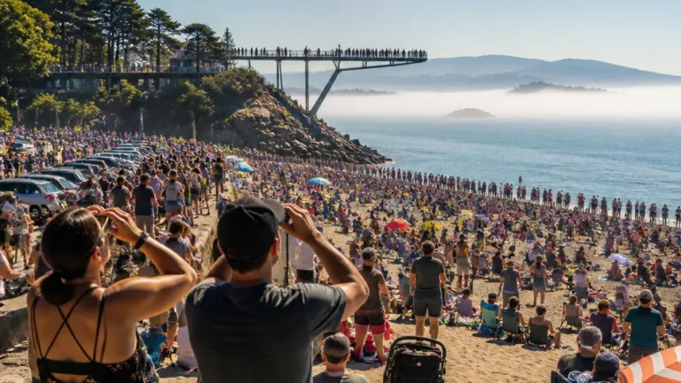 Vigo abarrotada: miles en Samil y miradores para observar el eclipse solar